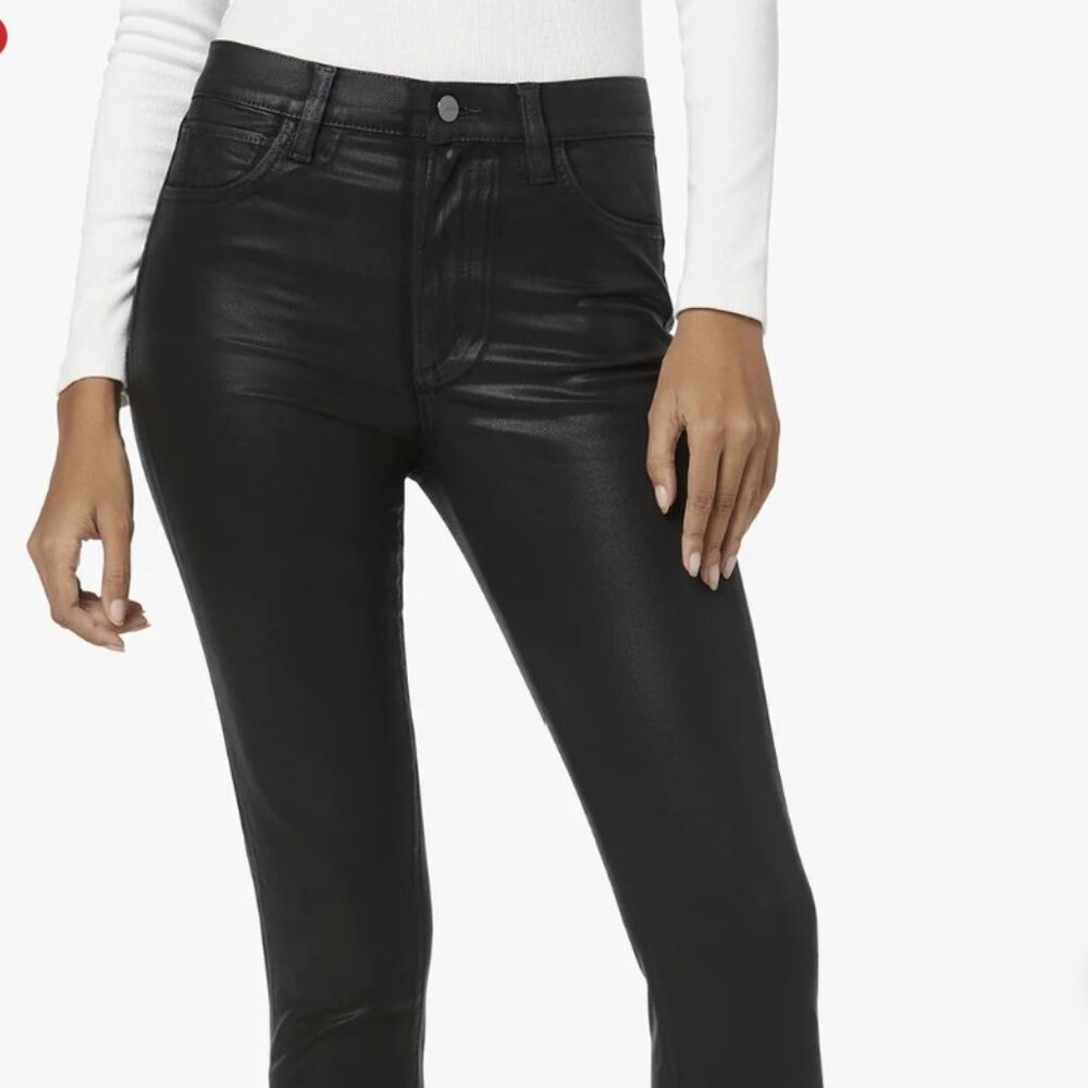 Joe's Jeans THE CHARLIE HIGH RISE SKINNY ANKLE // COATED // BLACK